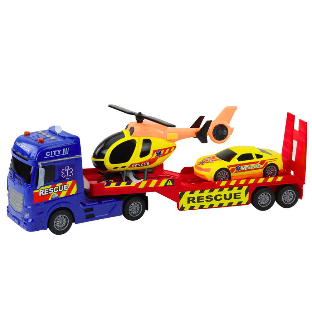 Záchranářský set kamion helikoptéra auto – se světly a zvuky