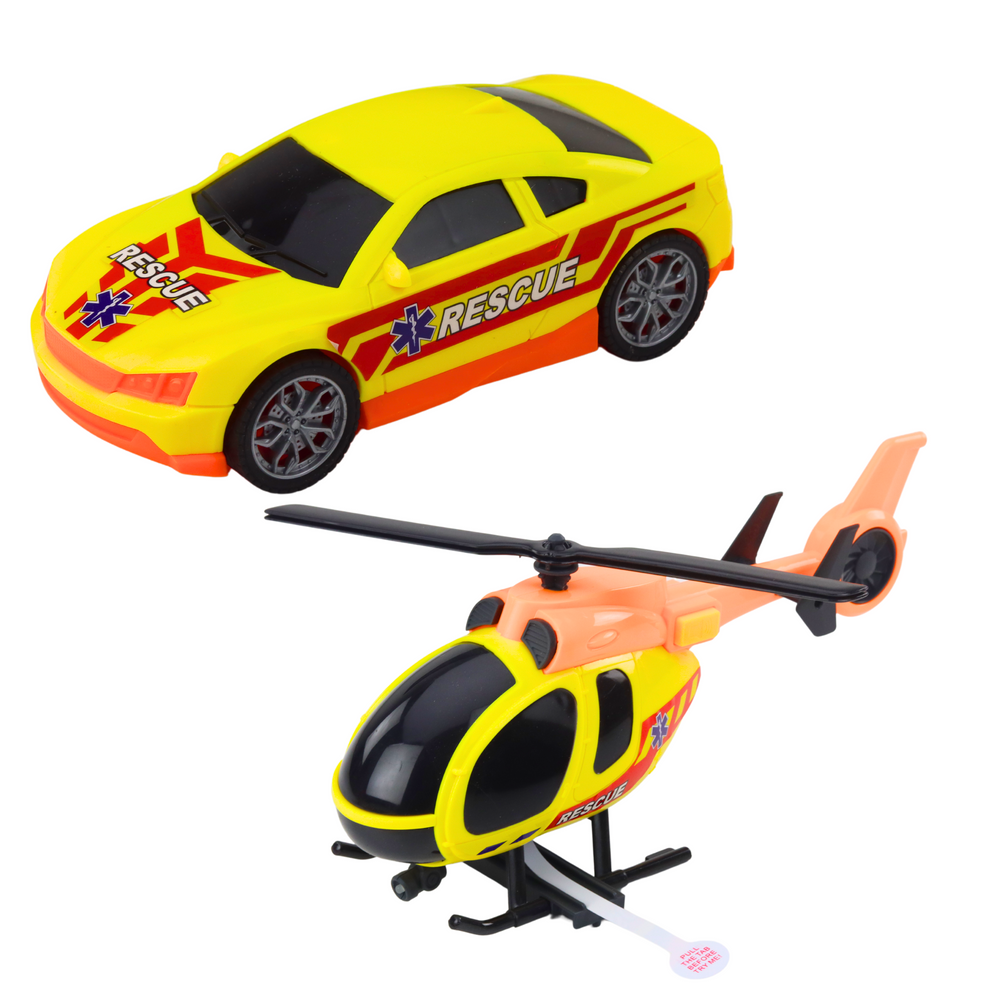 Záchranářský set kamion helikoptéra auto – se světly a zvuky