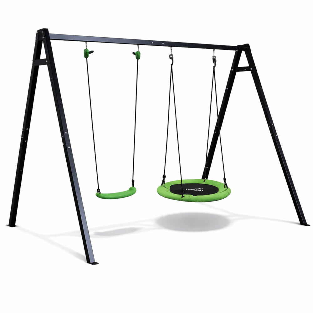 Zahradní houpačka Čapí hnízdo 2v1 s černým rámem 260×173 cm