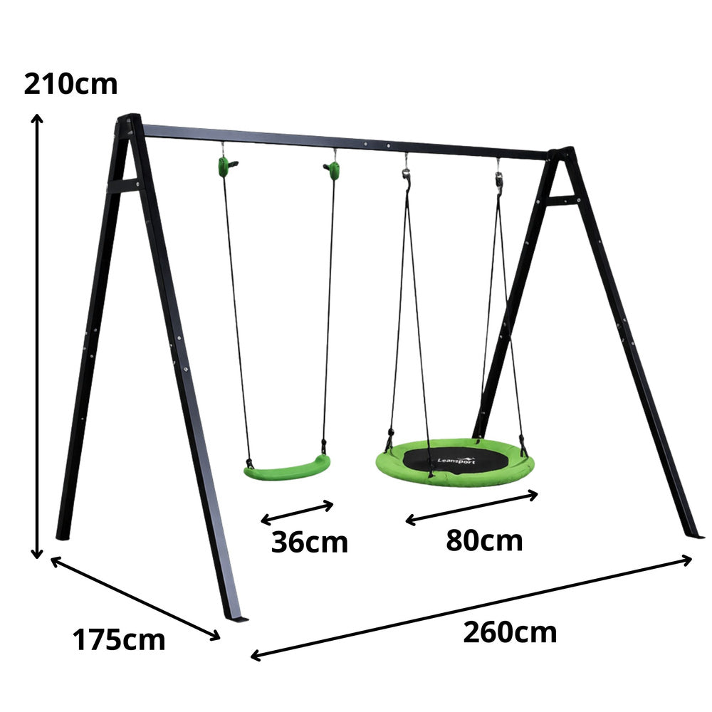 Zahradní houpačka Čapí hnízdo 2v1 s černým rámem 260×173 cm
