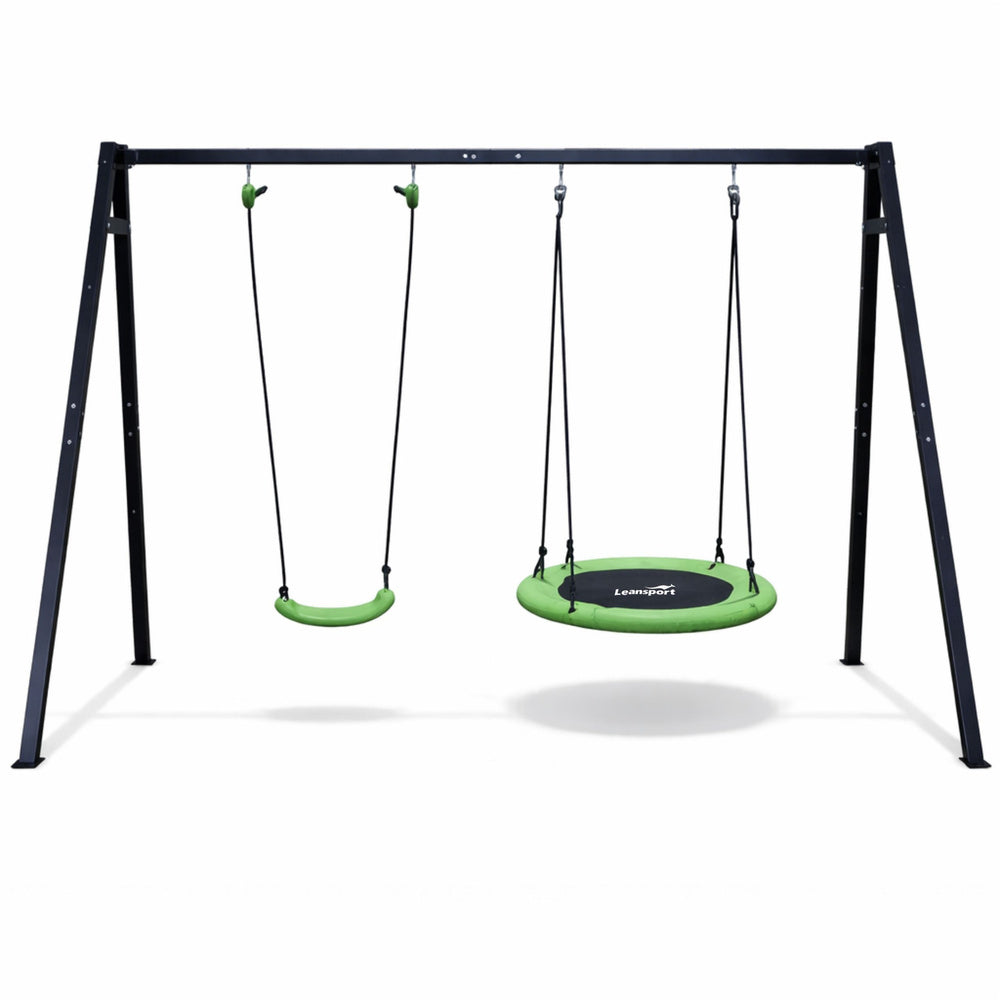 Zahradní houpačka Čapí hnízdo 2v1 s černým rámem 260×173 cm
