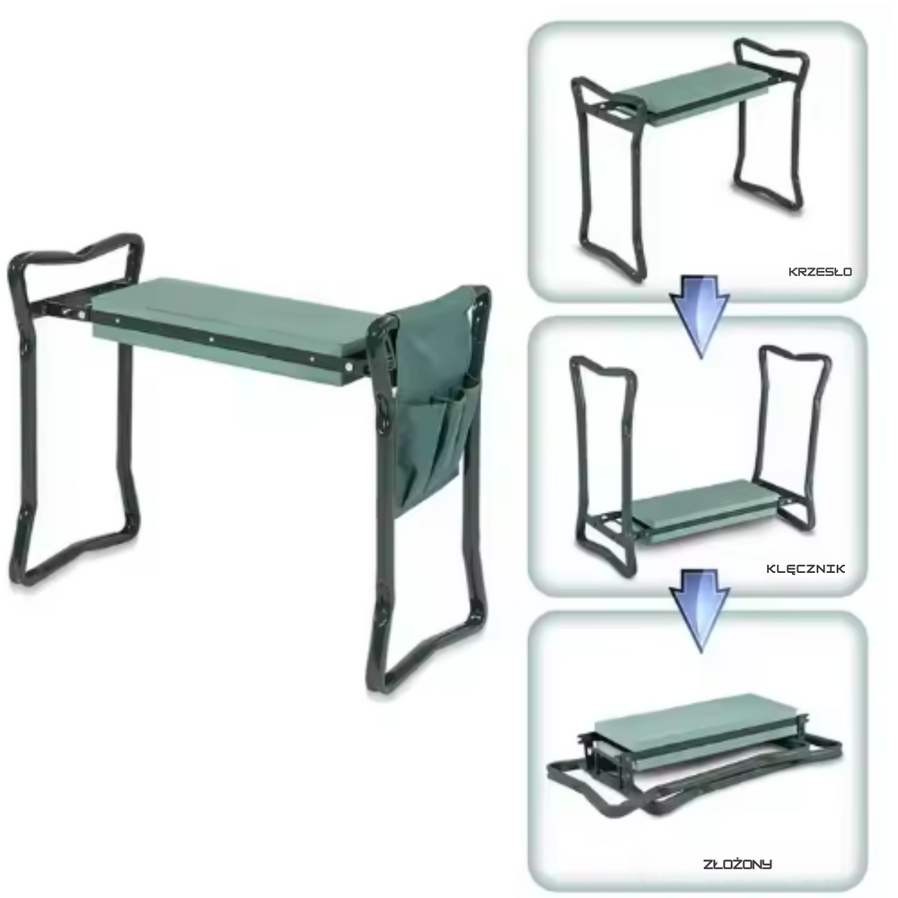 Zahradní klečník taboret křeslo – skládací 3v1 | zelený