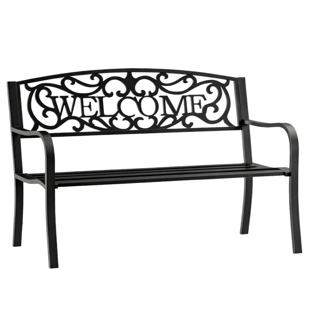 Zahradní lavička kovová 3místná černá 127 cm – WELCOME