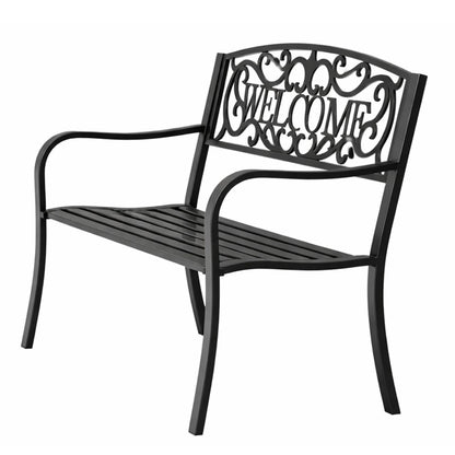 Zahradní lavička kovová 3místná černá 127 cm – WELCOME