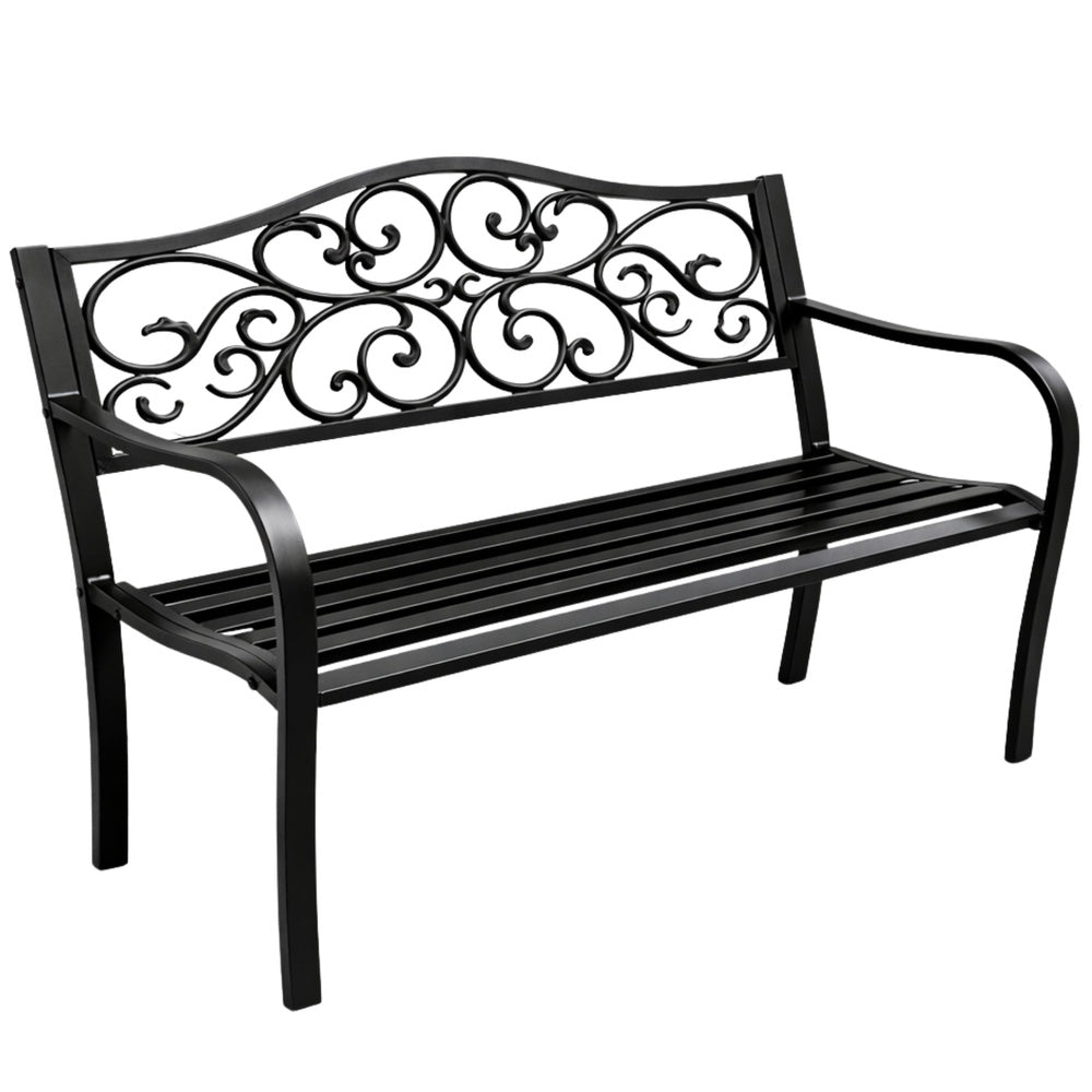 Zahradní lavička kovová s opěradlem černá 127 cm