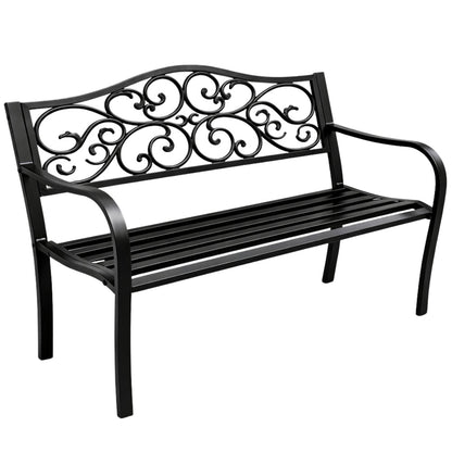 Zahradní lavička kovová s opěradlem černá 127 cm