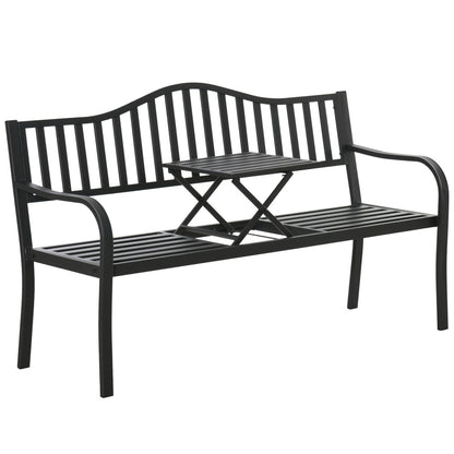 Zahradní lavička s opěradlem a stolkem černá 150 cm