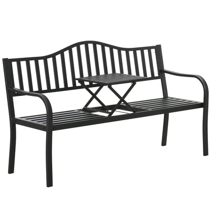 Zahradní lavička s opěradlem a stolkem černá 150 cm