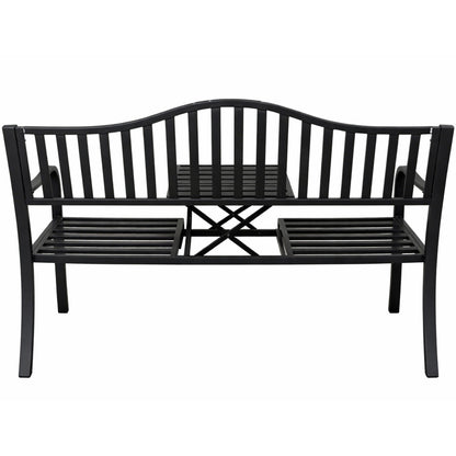 Zahradní lavička s opěradlem a stolkem černá 150 cm