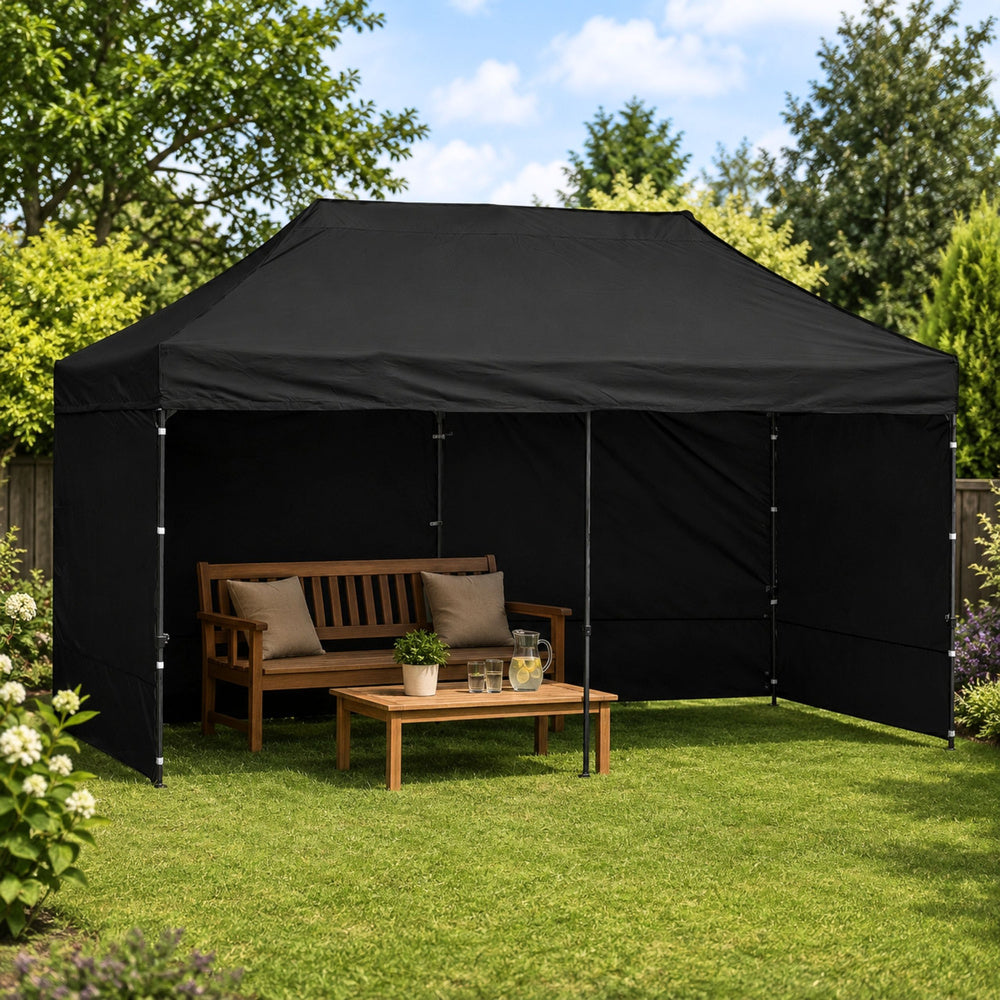 Zahradní stan pavilon černý 3x6 m – rychlomontážní
