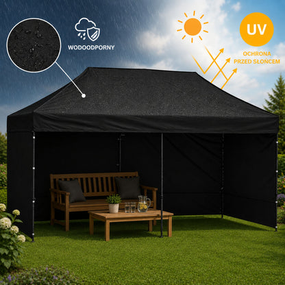 Zahradní stan pavilon černý 3x6 m – rychlomontážní