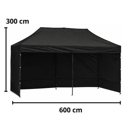 Zahradní stan pavilon černý 3x6 m – rychlomontážní