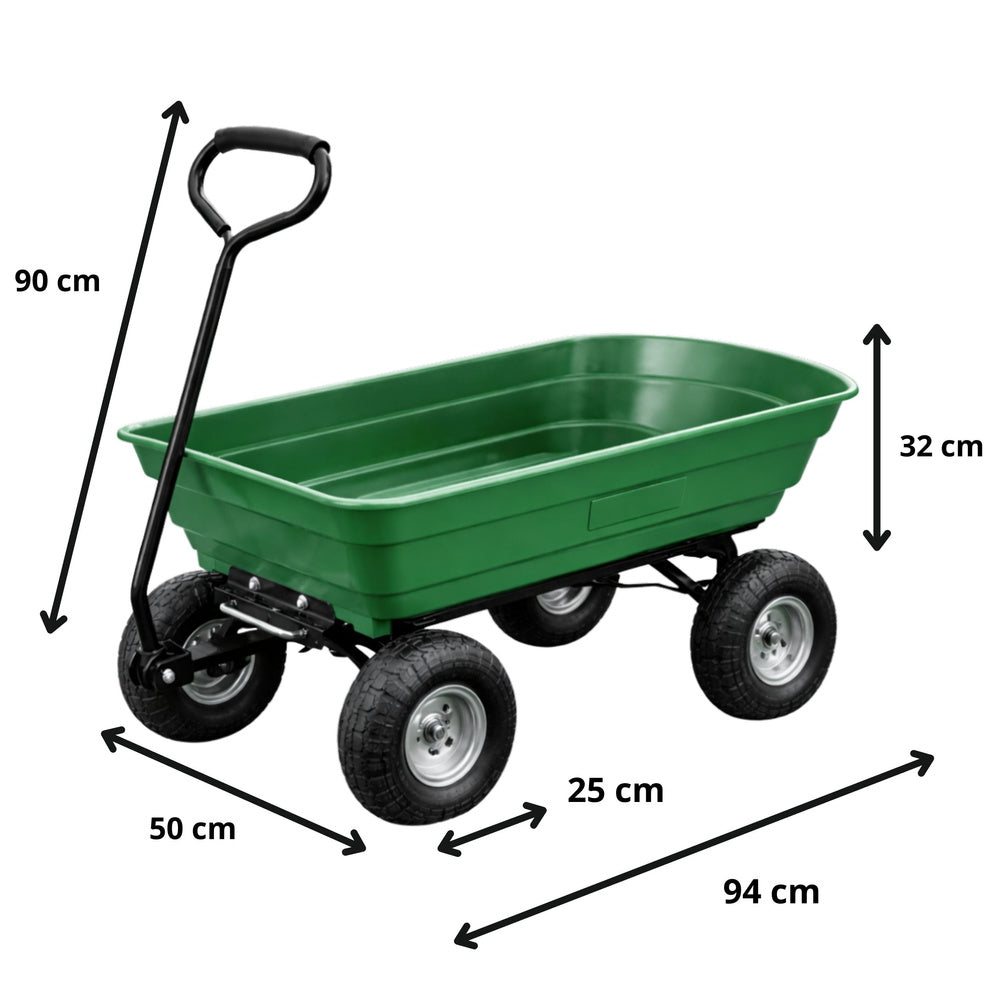 Zahradní vozík s odnímatelnou výklopnou vanou – zelený 120 kg