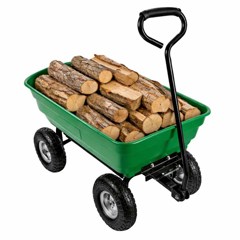 Zahradní vozík s odnímatelnou výklopnou vanou – zelený 120 kg