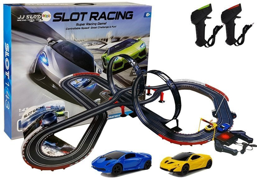 Závodní autodráha 2 smyčky s piloty a světly 1:43 1020 cm