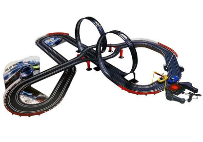 Závodní autodráha 2 smyčky s piloty a světly 1:43 1020 cm