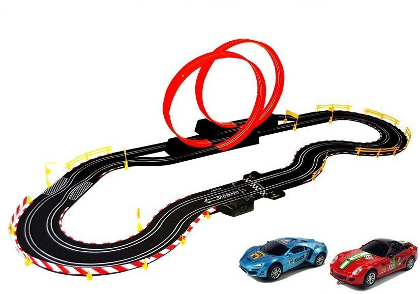 Závodní dráha 1:43 s 2 autíčky a ovladači Top Turbo 540 cm