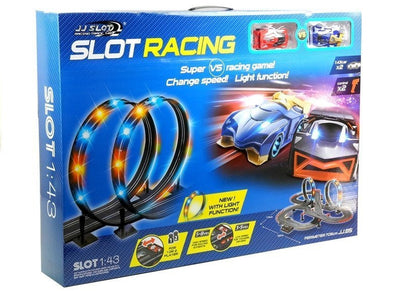 Závodní dráha 2 autíčka 1:43 s pętlou a LED světly
