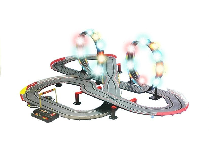 Závodní dráha 2 autíčka 1:43 s pętlou a LED světly