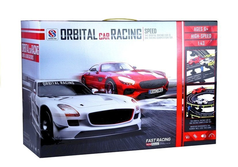 Závodní dráha s 2 autíčky – slot cars 1:43 s ovladači