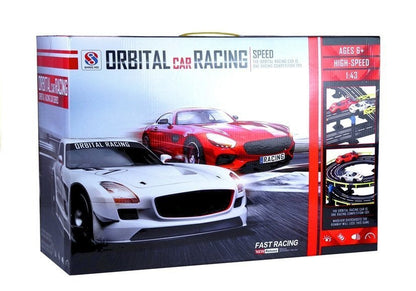 Závodní dráha s 2 autíčky – slot cars 1:43 s ovladači