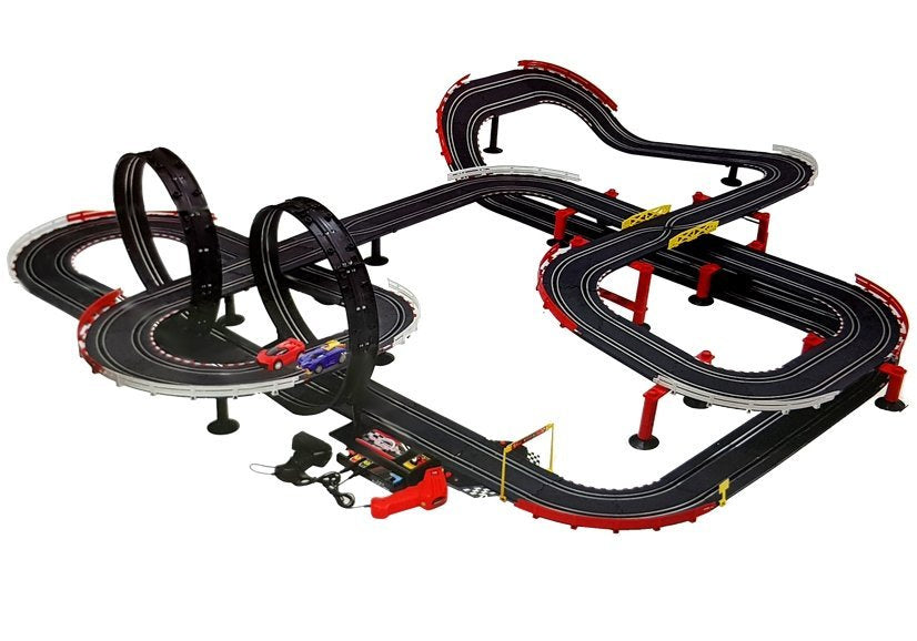 Závodní dráha s autíčky 1420 cm 2 auta ovladače 1:43