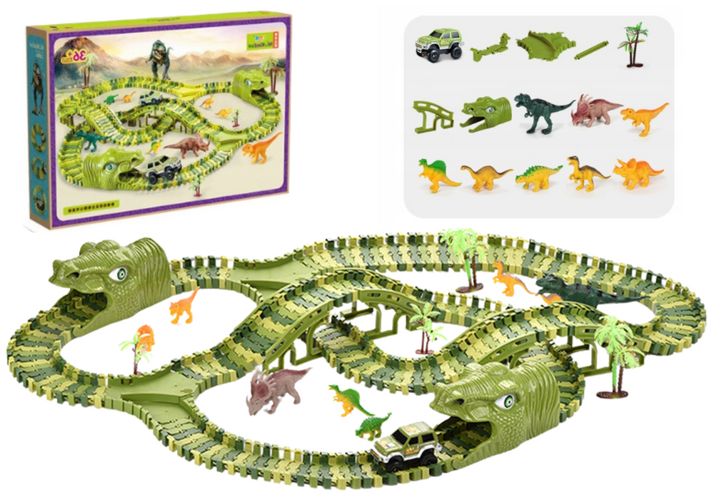 Závodní dráha s dinosaury 240 dílů – stavebnice pro děti 3 +