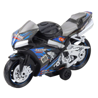 Závodní motocykl se světly a zvuky – černo modrý