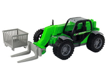 Zemědělský traktor s jeřábem – 3 nástavce | zelený