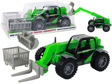 Zemědělský traktor s jeřábem – 3 nástavce | zelený