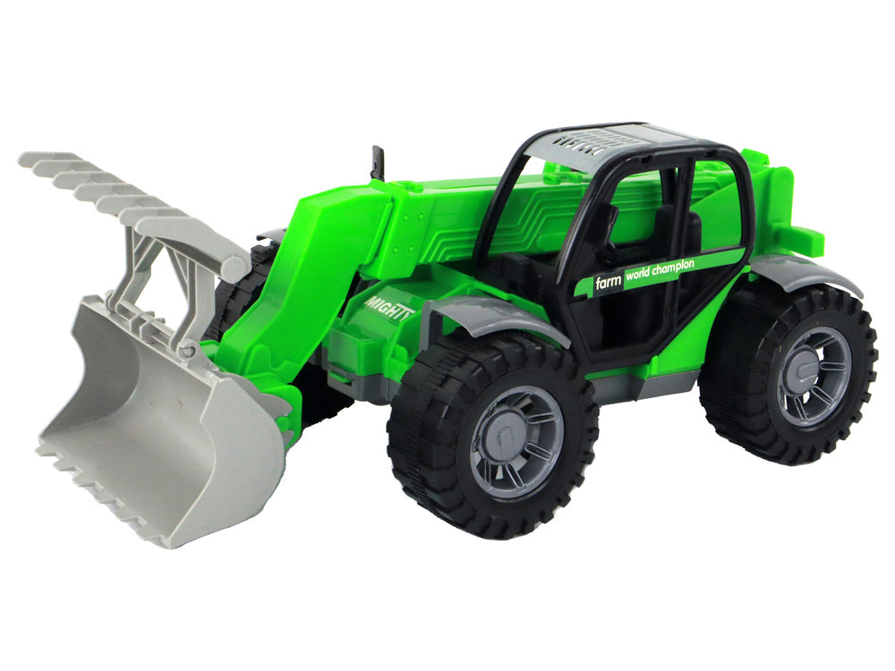 Zemědělský traktor s jeřábem – 3 nástavce | zelený