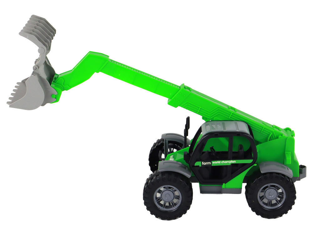 Zemědělský traktor s jeřábem – 3 nástavce | zelený