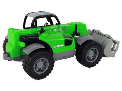 Zemědělský traktor s jeřábem – 3 nástavce | zelený