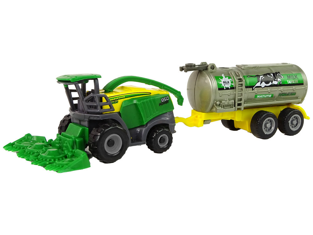 Zemědělský traktor s přívěsem plastový zelený žlutý