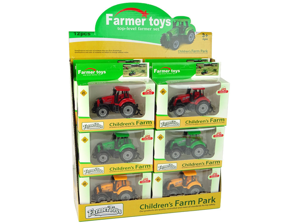 Zemědělský traktor s velkými koly 3 barvy