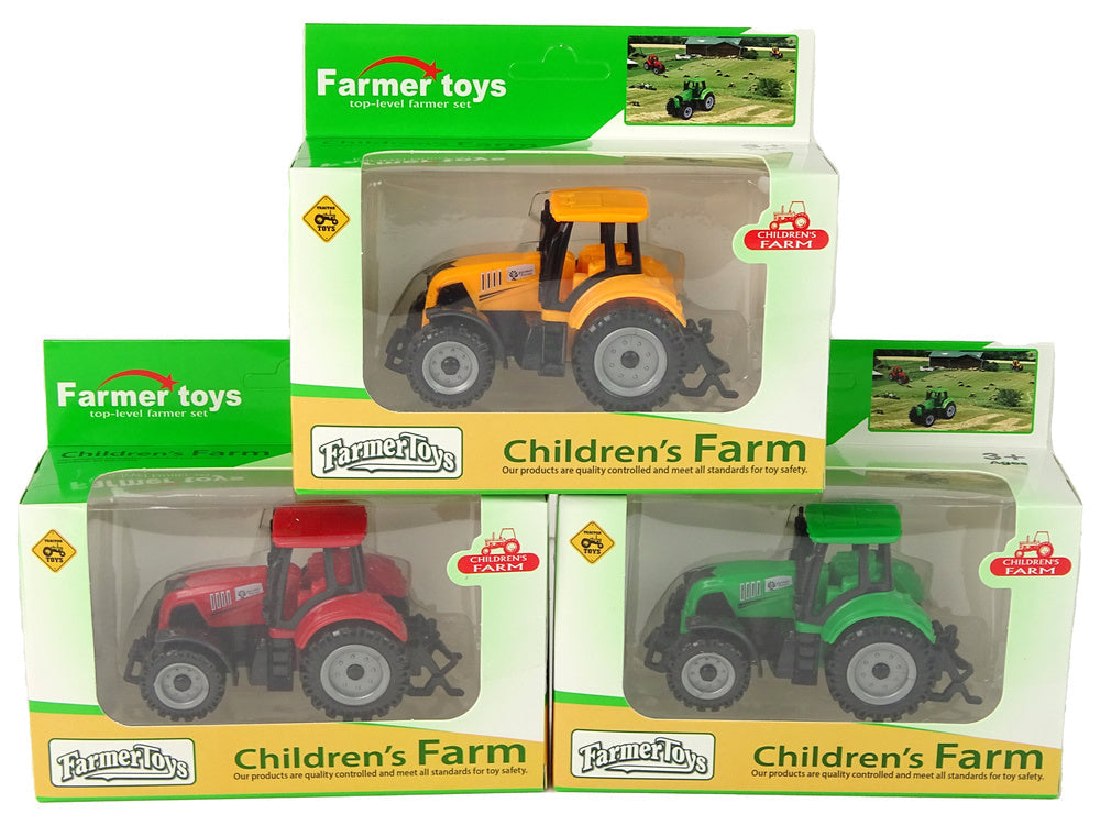 Zemědělský traktor s velkými koly 3 barvy