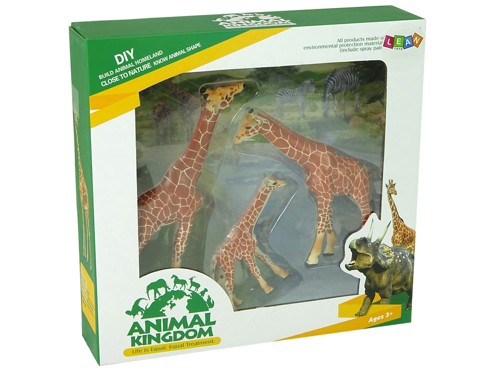 Žirafy figurky edukační rodina 3 kusy s pozadím Afrika